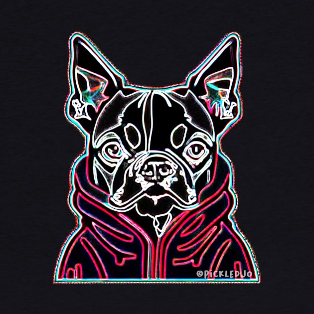 Neon Boston Terrier Pop Art by Pickledjo